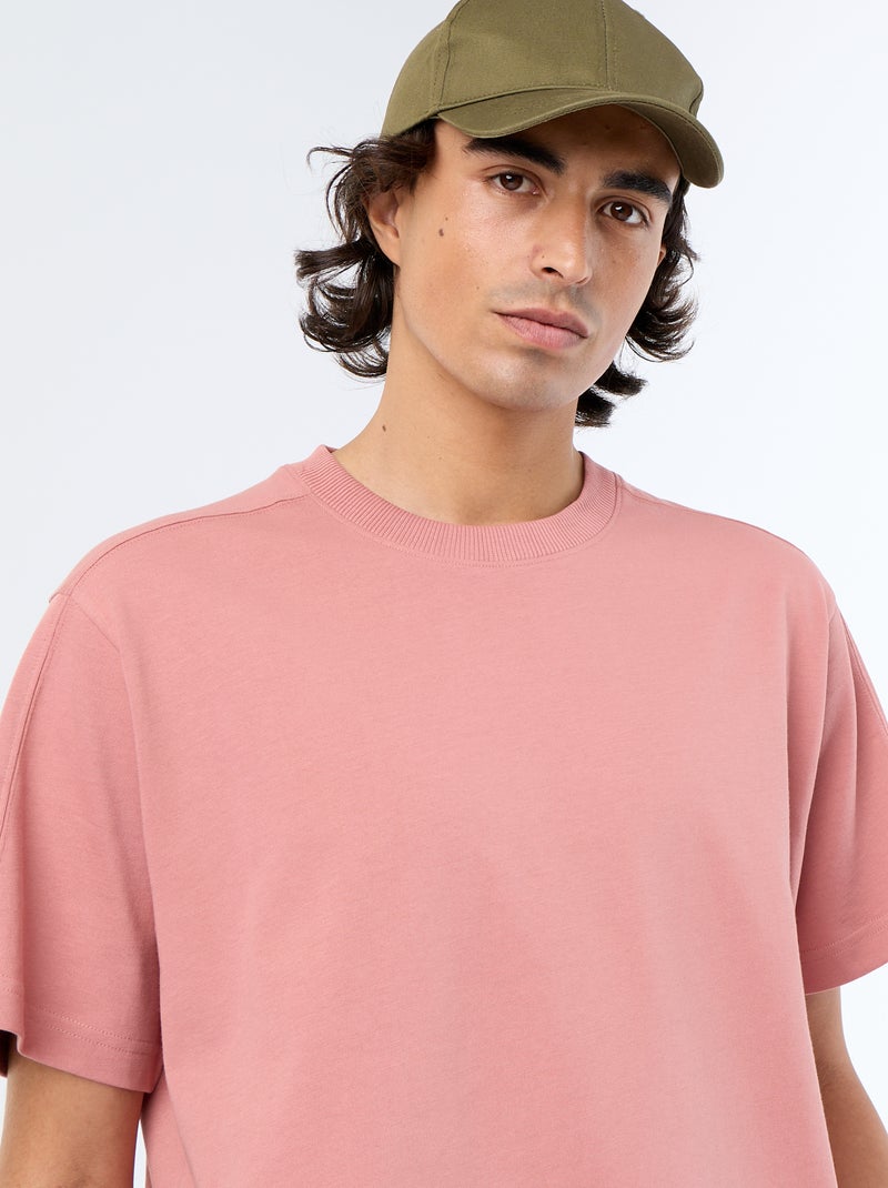Camiseta lisa de corte cómodo / oversize de manga corta Rosa - Kiabi