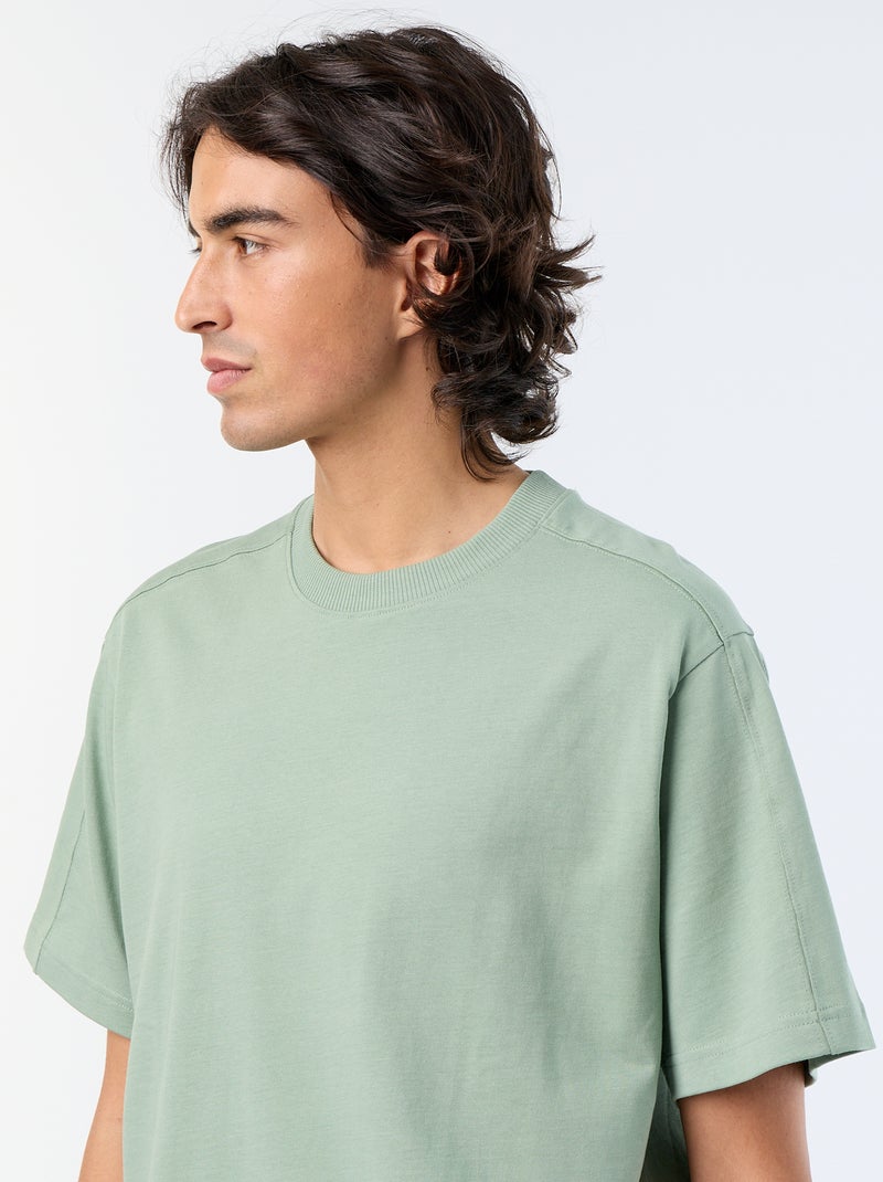 Camiseta lisa de corte cómodo / oversize de manga corta Verde - Kiabi