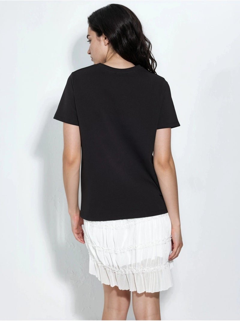 Camiseta lisa de cuello redondo busem Negro - Kiabi