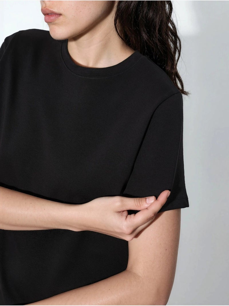 Camiseta lisa de cuello redondo busem Negro - Kiabi