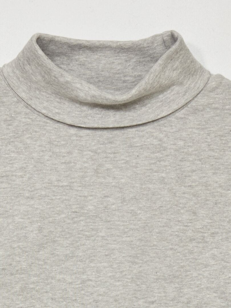 Camiseta lisa de cuello vuelto GRIS - Kiabi