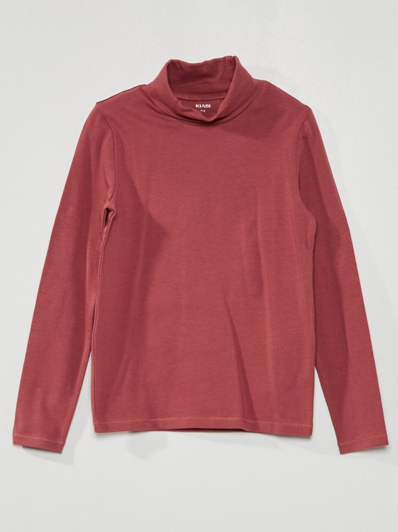 Camiseta lisa de cuello vuelto ROSA - Kiabi