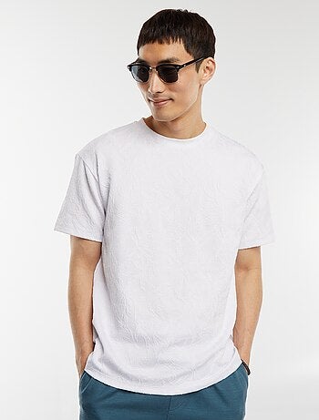 Camiseta lisa de jacquard de manga corta