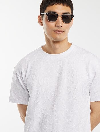 Camiseta lisa de jacquard de manga corta