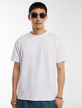 Camiseta lisa de jacquard de manga corta