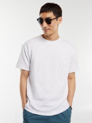 Camiseta lisa de jacquard de manga corta