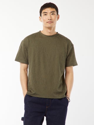 Camiseta lisa de jacquard de manga corta