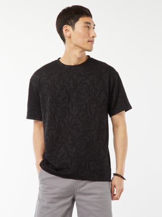 Camiseta lisa de jacquard de manga corta
