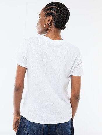 Camiseta lisa de lino mezclado