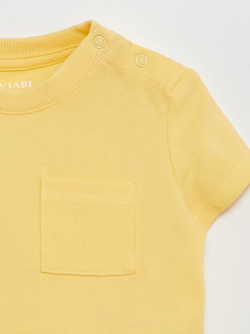 Camiseta lisa de manga corta AMARILLO - Kiabi