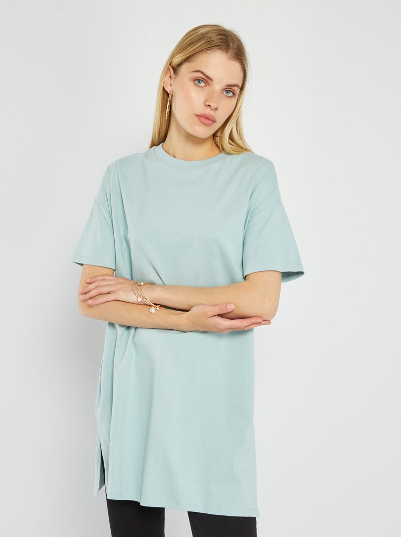 Camiseta lisa de manga corta AZUL - Kiabi