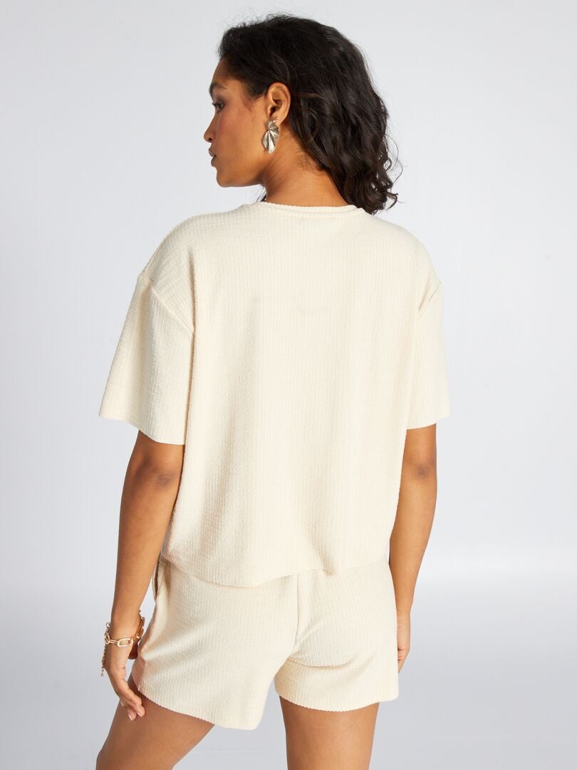 Camiseta lisa de manga corta BEIGE - Kiabi