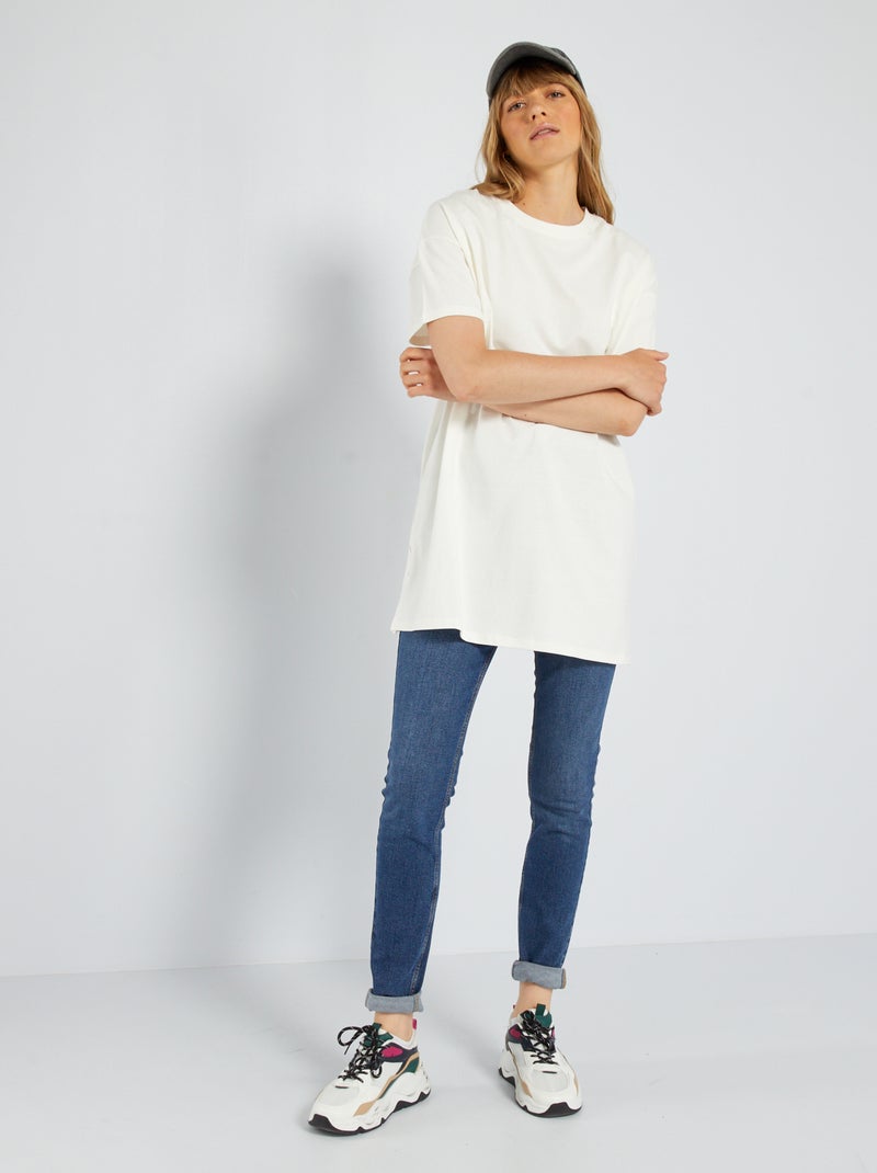 Camiseta lisa de manga corta BLANCO - Kiabi