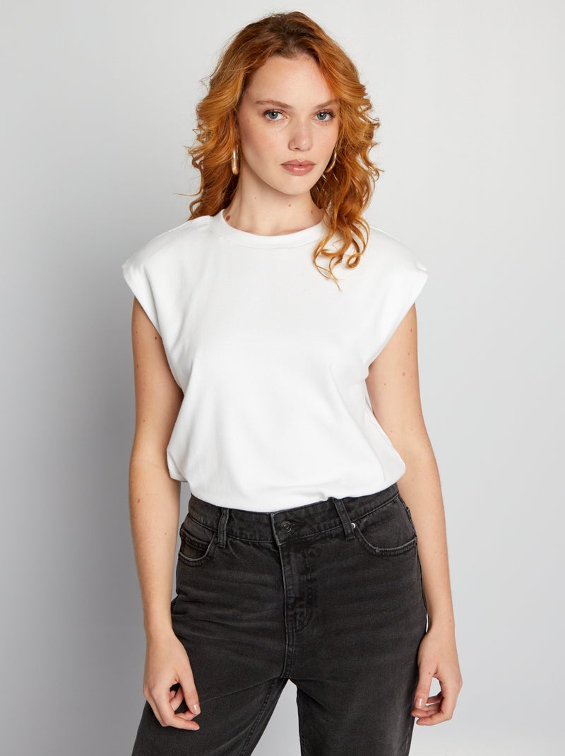 Camiseta lisa de manga corta BLANCO - Kiabi