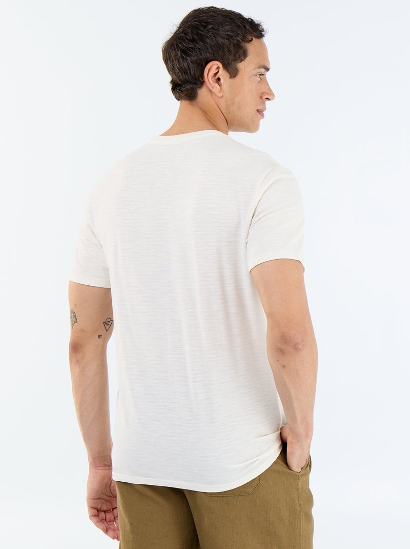 Camiseta lisa de manga corta Blanco - Kiabi