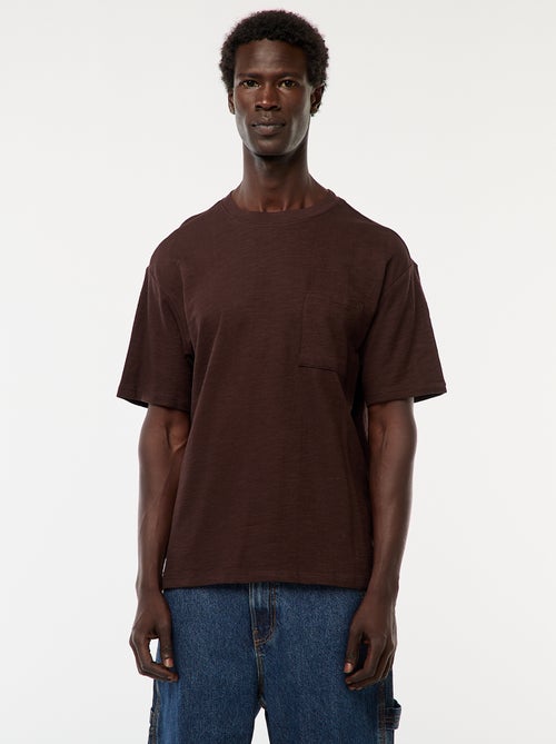 Camiseta lisa de manga corta con bolsillo en el pecho - Kiabi