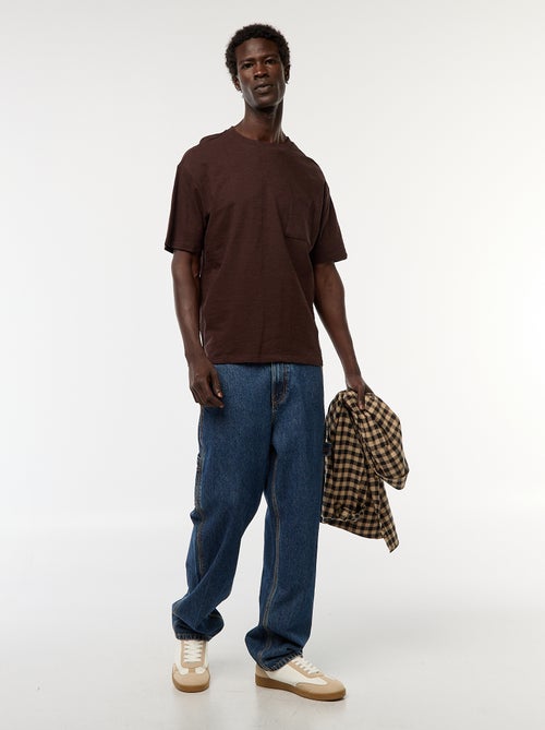 Camiseta lisa de manga corta con bolsillo en el pecho - Kiabi