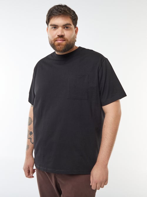 Camiseta lisa de manga corta con bolsillo en el pecho - Kiabi