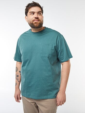 Camiseta lisa de manga corta con bolsillo en el pecho