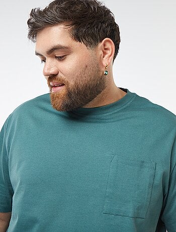 Camiseta lisa de manga corta con bolsillo en el pecho