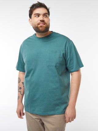 Camiseta lisa de manga corta con bolsillo en el pecho