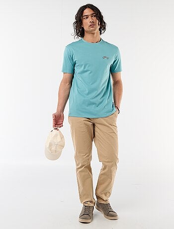 Camiseta lisa de manga corta con bordado