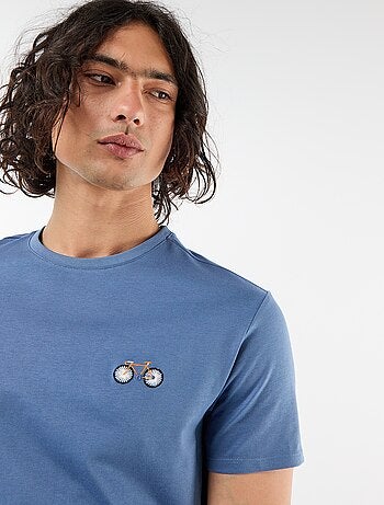 Camiseta lisa de manga corta con bordado