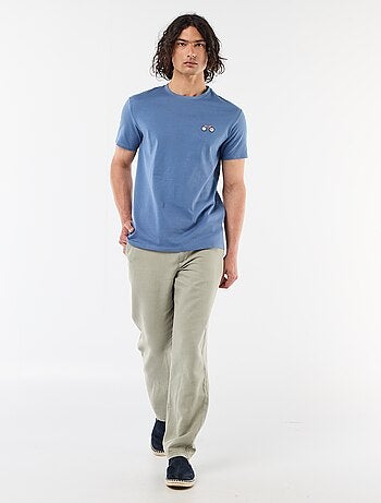 Camiseta lisa de manga corta con bordado