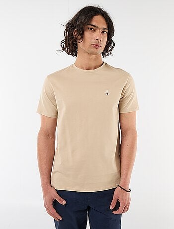 Camiseta lisa de manga corta con bordado