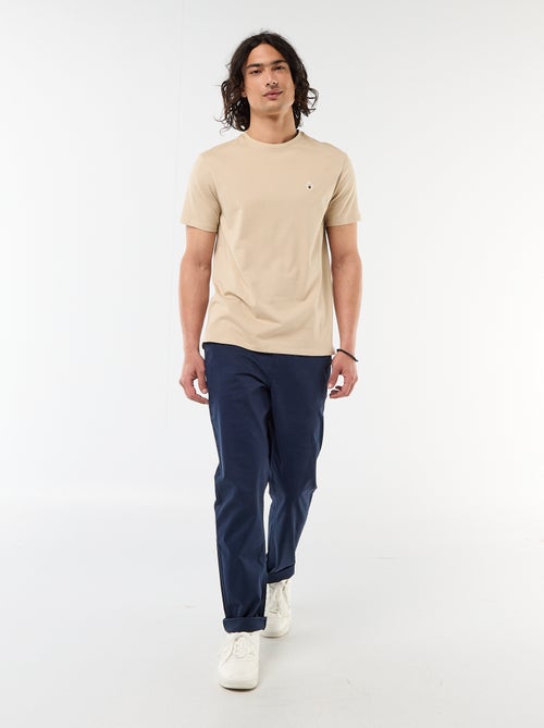 Camiseta lisa de manga corta con bordado - Kiabi