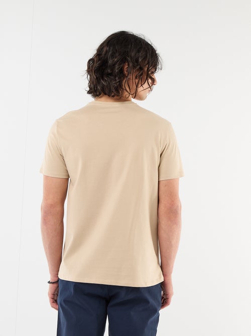 Camiseta lisa de manga corta con bordado - Kiabi