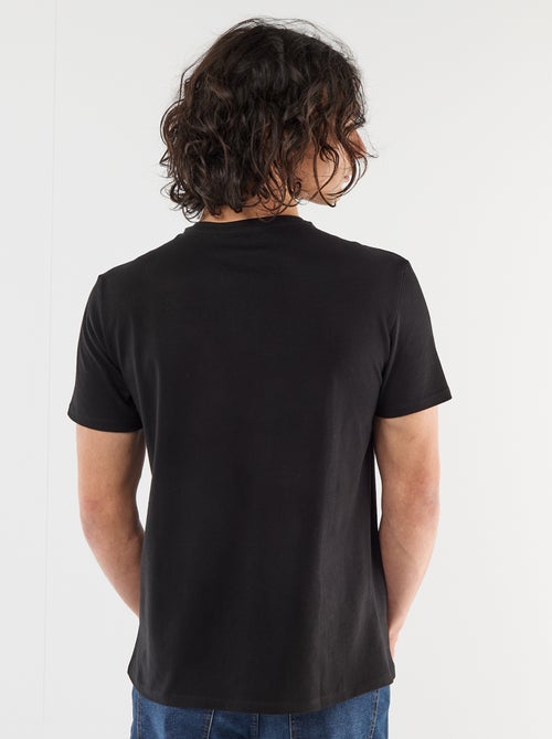 Camiseta lisa de manga corta con bordado - Kiabi