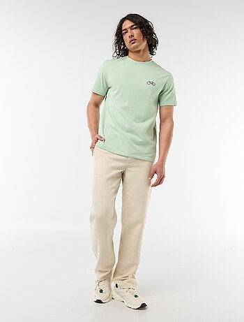 Camiseta lisa de manga corta con bordado