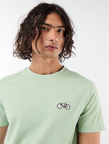 Camiseta lisa de manga corta con bordado