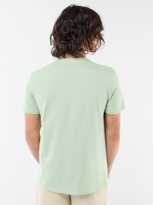 Camiseta lisa de manga corta con bordado - Kiabi