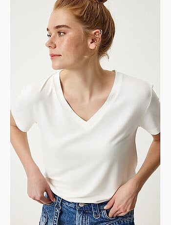 Camiseta lisa de manga corta con cuello en v istanbul