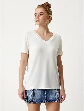 Camiseta lisa de manga corta con cuello en v istanbul