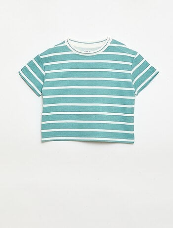 Camiseta de rayas de manga corta en algodón