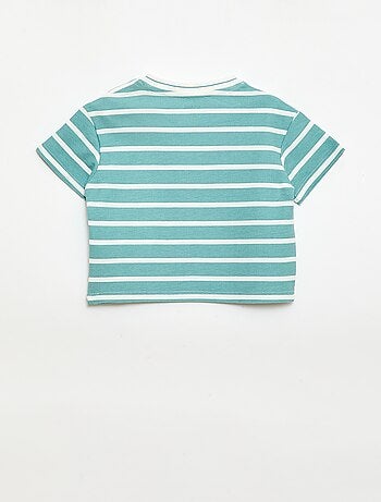 Camiseta de rayas de manga corta en algodón