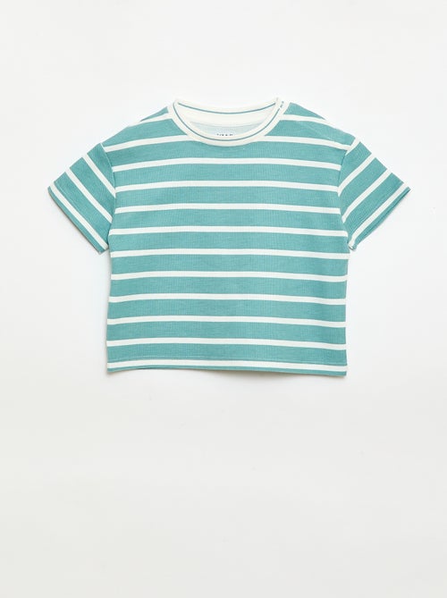 Camiseta lisa de manga corta de algodón - Kiabi