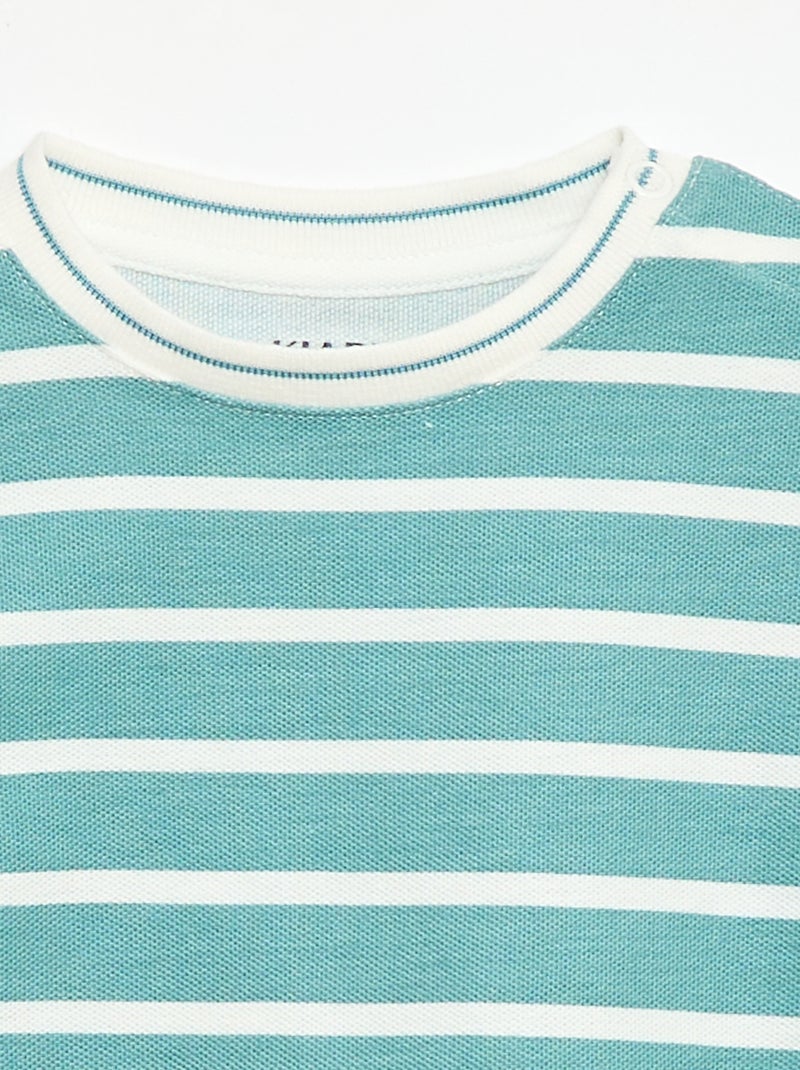 Camiseta lisa de manga corta de algodón Azul - Kiabi