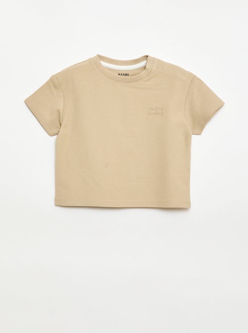 Camiseta lisa de manga corta de algodón - Kiabi