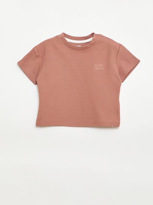 Camiseta lisa de manga corta de algodón - Kiabi