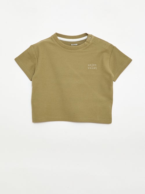 Camiseta lisa de manga corta de algodón - Kiabi
