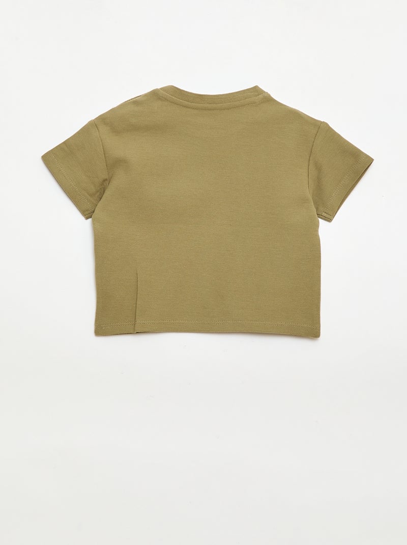 Camiseta lisa de manga corta de algodón Verde - Kiabi