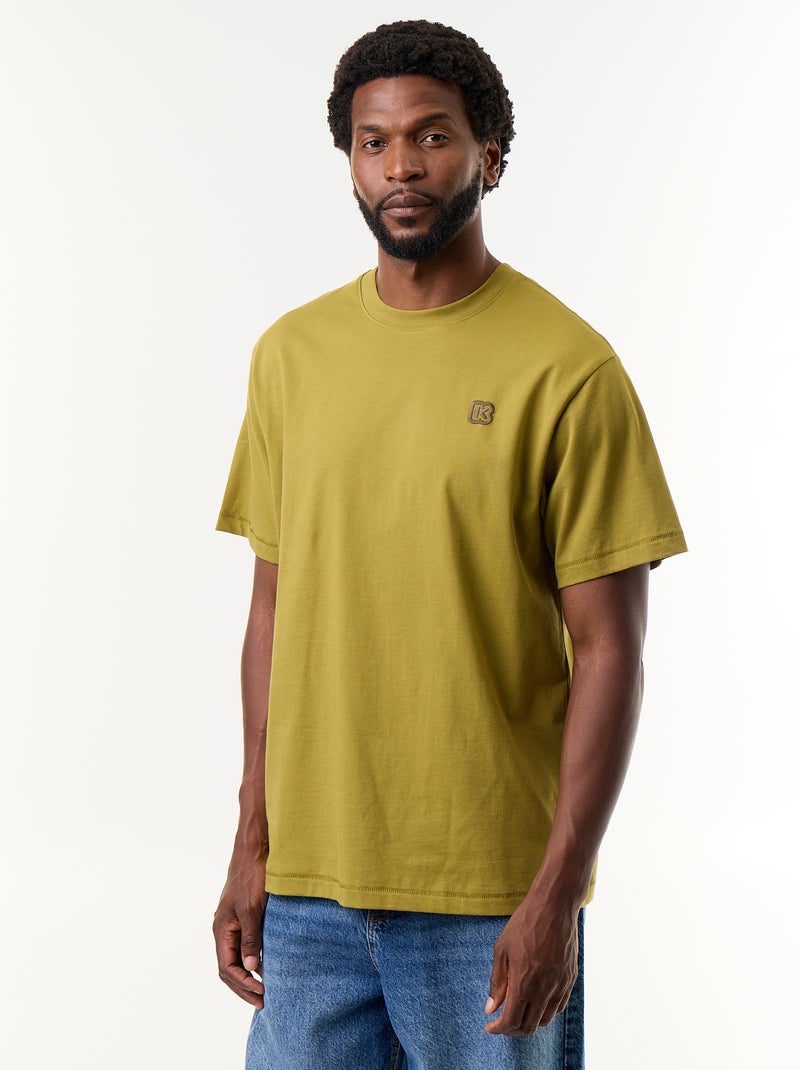 Camiseta lisa de manga corta de corte cómodo - Kiabi Verde - Kiabi