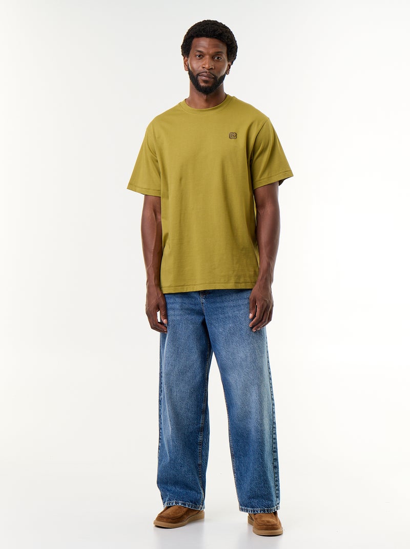 Camiseta lisa de manga corta de corte cómodo - Kiabi Verde - Kiabi