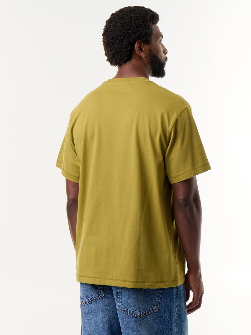 Camiseta lisa de manga corta de corte cómodo - Kiabi Verde - Kiabi