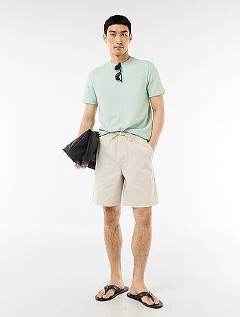 Camiseta lisa de manga corta en punto fantasía