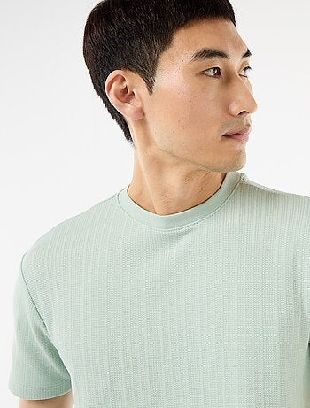 Camiseta lisa de manga corta en punto fantasía